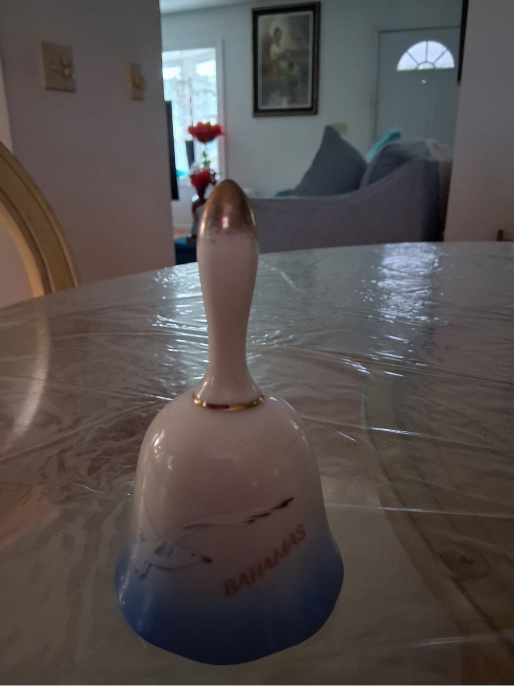 Bahamas White and Blue Porcelain Decorative Bell